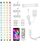 Cefrank Color Cabinet Lighting, 4pcs 12" Linkable RGB LED Light Bar Kit for Display Cabinet, Smar...
