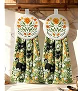 Miss Adola Cotton Hanging Hand Towels - 2pcs Hand Drying Towels for Kitchen Bathroom with Hanging...