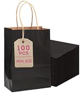 Bakepacker 100 Pcs Black Mini Paper Gift Bags with Handles 6"x4.5"x2.5" Kraft Party Favor Bags Mu...