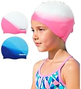 Vorshape Swim Cap Kids (2 Pack), Durable Waterproof Swimming Cap for Girls Boys Teens Toddler Age...