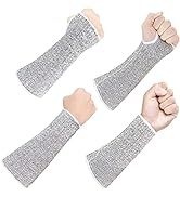 MIG4U Cut Resistant Sleeves 2 Pairs, Forearm Protection Level 5 Protective Guards with Hole for W...