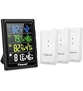 Geevon Weather Stations Wireless Indoor Outdoor Thermometer with 3 Outdoor Sensors, Large LCD Dis...