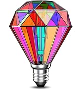 Hompavo Upgraded Dimmable LED Stained Glass Light Bulb, Hand-Painted Colorful E26 G95 3.5W, for P...