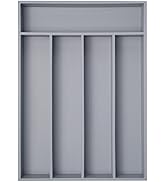 Besilord Bamboo Silverware Holder - Drawer Organizer with 5 Slots (Gray)