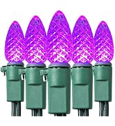 ODEETRONIC Christmas Purple Lights, 16.3ft 50 LED C3 Mini Purple Lights Connectable, 120V UL Cert...