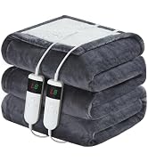 DANENOSA Electric Heated Blanket Queen Size 84''x90'' Soft Flannel & Sherpa Electric Blanket with...