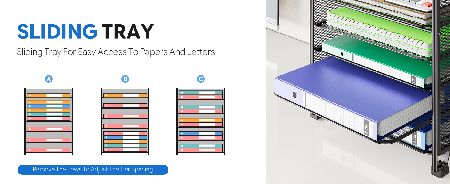 Letter Tray Paper Organizer 5-Tier Desk Organizer File Organizer Paper Holder with Handle