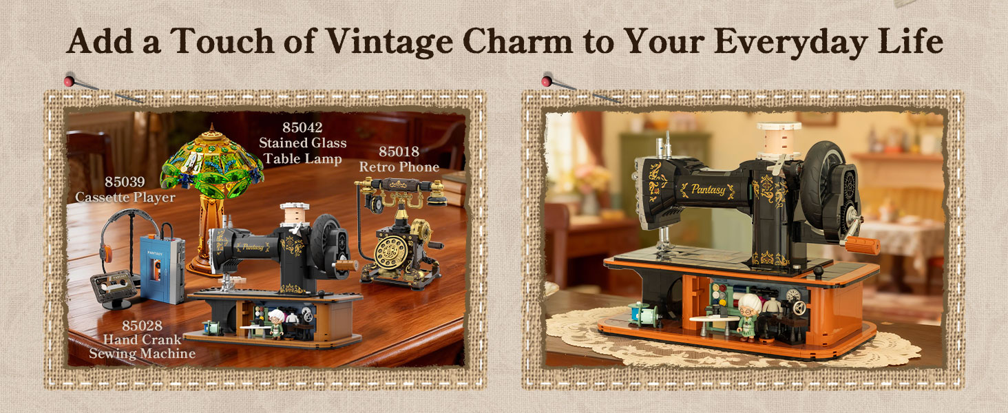 Vintage Hand Crank Sewing Building set