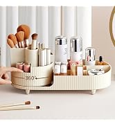 Zufudo Makeup Organizer for Vanity 360 Rotating Plastic Makeup Brush Holder Large Cosmetic Skinca...