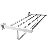 RUACQ 24inch Towel Racks for Bathroom, Square Base Towel Rack with Towel Bar, SUS 304 Stainless S...