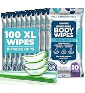 Body Wipes for Adults Bathing No Rinse 100pc XL - Ultra Thick Shower Travel Wipes for Personal Cl...