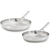 GreenPan x Bobby Flay Stainless Steel 10” & 12” Frying Pan Skillet Set, Induction Compatible, Dur...
