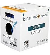 DG Cat6e Riser (CMR), 250ft, UTP 24AWG, Solid Bare Copper, 600MHz, ETL Listed, Bulk Ethernet Cabl...