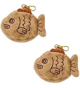 2Pcs Brown Cute Plush Coin Purse Keychain, Mini Wrist Purse Bag, Japanese Creative Adjustable Sof...