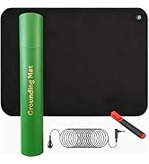 Amerthing 24x16 Inch Universal Grounding Mat for Feet,Foldable Earthing Grounding Mat for Bed wit...