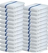 24 Blue Stripe Cleaning Towels for Kitchen, 16x19 Bar Mop Dish Towels - 30oz Commercial Grade Cot...