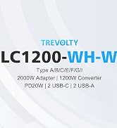 2000W Voltage Converter US to Europe for Hair Dryers, 7-in-1 220V to 110V Converter for European ...