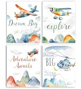 Frimeeme Airplane Nursery Decor, Airplane Decor for boys Room - 8x10 Inches, Set of 4 Unframed, A...