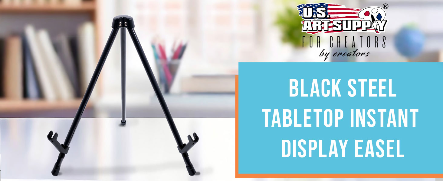 13.5-inch black metal tabletop easel stand for canvas, sign, art, photo & poster display