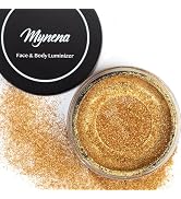 Mynena Golden Face Highlighter & Body Shimmer Powder | Ultra-Fine Buildable Loose Powder for Wet ...