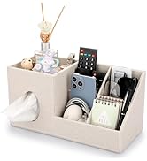 Sumnacon Square Linen Tissue Box Cover - Decorative Cube Tissue Cover with Side and Top Organizer...