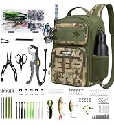 TideRex Fishing Sling Bag with 3500 Tackle Box & Fishing Gear, Green Camo. | With Lures, Hooks, R...