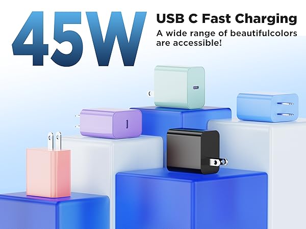 Colorful 45W USB C Fast Charger Block