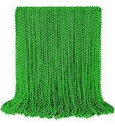 SHAOQINLIN 100 Pcs 33 Inch Metallic Bead Necklaces, Mardi Gras Beads Necklace St. Patrick's Day B...