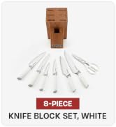 EverCook 8-Piece Knife Block Set, Stainless Steel Kitchen Knives with Scissors, Silver Satin Blad...