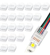 Flutesan 20 Pcs 5 Pin 12 mm LED Strip Connector RGB Lights Waterproof Adapter 22 Awg Wires Connec...