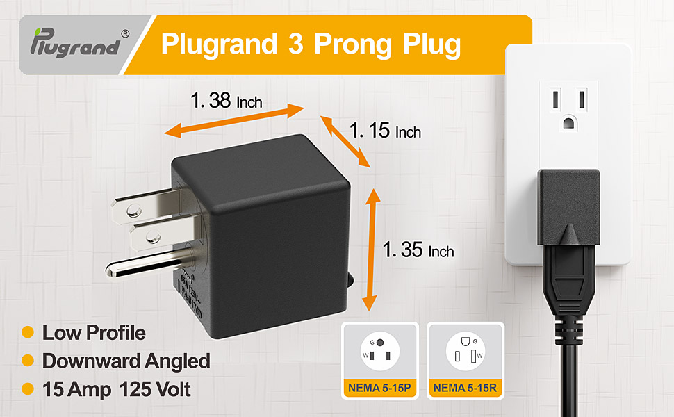 Plugrand 3 prong Plug, NEMA 5-15P Plug