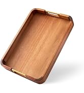 GinSent Wooden Serving Tray with Handles,Wooden Trays for Kitchen Counter Decorative Trays Wood T...