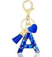 ANHBKAR Initial Keychains for Women with Cute Heart Resin - Alphabet Letter Keychain for Bag, Bac...