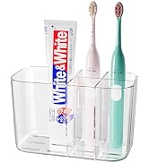 5 Slots Toothbrush Holders for Bathrooms, Wall Mounted Drill-Free Self-draining Wall Shower Holde...