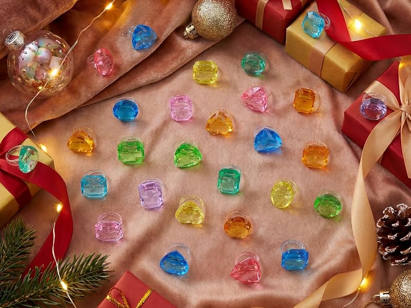 PASEMM 100Pcs Gem Rings Toys for Kids