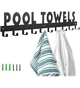 IBosins Large Pool Towel Rack with 10 Hooks, Towel Holder Wall Mounted for Outdoor, Towel Hanger ...