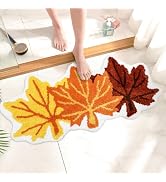 JarThenaAMCS Fall Bathroom Rug Orange Maple Leaves Tufted Bath Mat Absorbent Non Slip Shower Rug ...