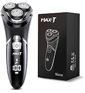 Electric Shaver for Men, MAX-T Quick Rechargeable Electric Razor Wet Dry Rotary Shaver with Pop U...