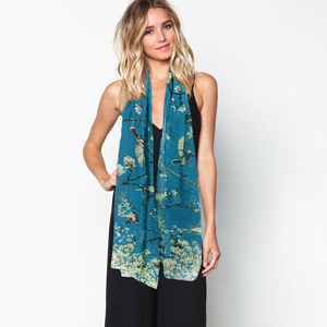 summer scarf with flower bird gift present
