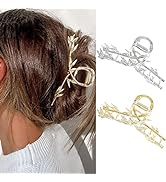Brinie Metal Hair Claw Gold Hair Clips Large Hair Claw Barrette Shark Hair Clamps Nonslip Clip Cl...