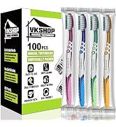 VKshop 100 Bulk Travel Toothbrushes, Portable Individually Wrapped Toothbrush for Adult Children,...
