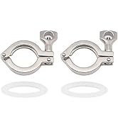 Beduan 2" Sanitary Tri Clamp, 304 Stainless Steel Single Pin Heavy Duty Tri Clamp Clover with Win...
