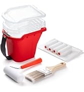Mister Rui Paint Roller Kit, 12 Pack, 4 Inch Foam Rollers, 2" Brush, Small Paint Bucket with Line...