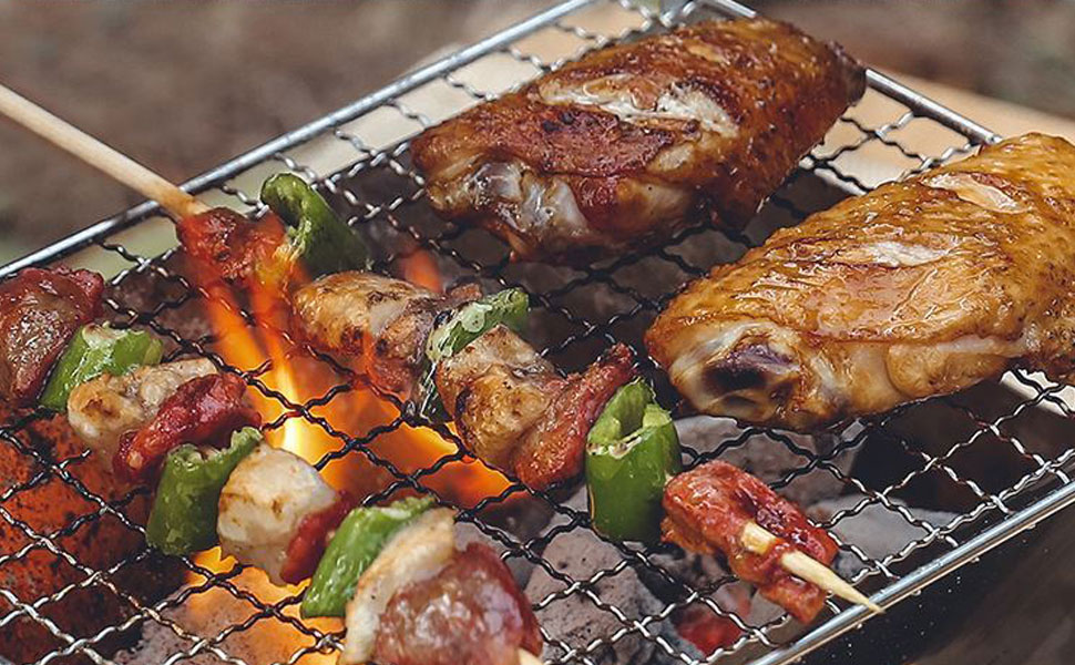 mini grill portable charcoal grill small bbq grill camping tabletop fire pit barbeque grill patio