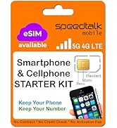 SpeedTalk Mobile Pre-Paid eSIM and SIM Card Starter Kit – No Contract Wireless Plans $5mo Talk Te...