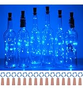Wine Bottle Cork Lights 15Pack 10 LED 40 Inches Battery Cork Shape Copper Wire Fairy Mini String ...