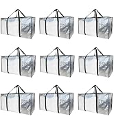 9 Pack Heavy Duty Moving Bags and Storage Bags - Clear Storage Bins with Lids, Moving Boxes with ...