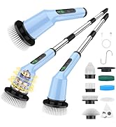 Shower Scrubber with Long Handle, Shower Cleaner Brush with 8 Brush Heads, Cordless Electric Spin...