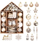 DeckTheHalls Christmas Ornaments, 70 Count Christmas Decorations for Tree, Shatterproof Christmas...