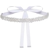 Haakong Bridal Rhinestone Wedding Waist Belt for Women Sparkly Belt Wedding Satin Sash for Specia...